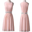 Light pink elegant Jewel Knee-Length Sleeveless chiffon with beading waist  homecoming prom dress,BD00119