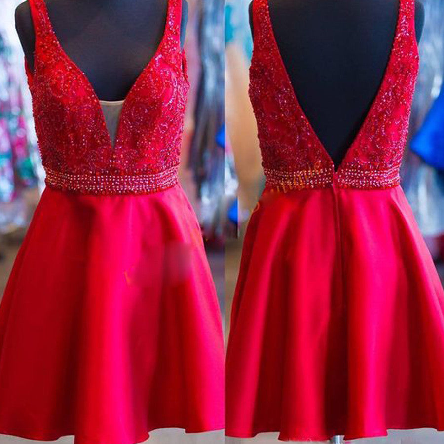 Blush red simple open backs charming for teens formal homecoming prom dresses,BD00170