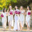 White Chiffon Side Split Spaghetti Strap Sexy Tea Length Cheap Wedding Party Bridesmaid Dresses, WG177