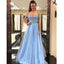 Hot Sale Beaded A-Line Prom Dress, Blue Tulle Elegant Prom Dresses, KX400