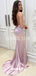 New Arrival Spaghetti Straps Mermaid Cross Back Lace Applique Prom Dress, FC4568