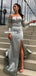 Stunning Mermaid Sexy Side Slit Long Sleeves Prom Dresses, FC4767