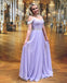 Light Purple A-Line Chiffon Prom Dress, Beaded Backless Gorgrous Prom Dress, KX536