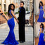 Open Back Royal Blue Mermaid Sleeveless Sexy Cheap Long Prom Dress, WG548