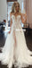 Unique Sweetheart A-line Tulle Beaded Sexy Slit Wedding Dresses, FC5878