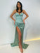 Sweetheart Mermaid Sexy Slit Sequin Sparkle Long Prom Dresses, FC5921