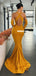 Sexy Mermaid Open-back Soft Satin Long Spaghetti Straps Prom Dresses, FC5922