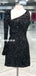 Sparkle Black Sequin Long Sleeve Beaded Homecoming Dress, FC6139