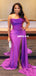 Straight Neck Mermaid Pleated Sexy Slit Long Prom Dresses, FC6200