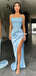 Fashion Sequin Top Mermaid Satin Sexy Slit Prom Dresses, FC6253