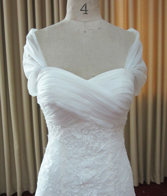 Elegant Cap Sleeve Sweet Heart White Affordable Lace Long Bridal Dresses, WG631