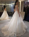 Sparkly Sequin A-Line Gorgeous Tulle V-Back Wedding Dresses, KX658