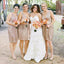 Best Sale Sequin Off Shoulder V-Neck Shinning Knee-Length Inexpensive Free Custom Make Bridesmaid Dress, WG13