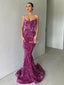 Spaghetti Straps Mermaid Backless Sequin Sparkle Long Prom Dresses, FC7011