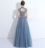 High Neck Prom Dress, Tulle A-Line Prom Dress, Applique Open-Back Prom Dress, Party Dresses, LB0709