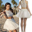 2017 Popular white lace two pieces tight country freshman homecoming prom gowns dress,BD0093