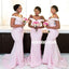 Pink Mermaid Bridesmaid Dresses, Off Shoulder Lace Backless Bridesmaid Dresses, KX1210