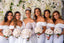 White Short Tea-Length Bridesmaid Dress, Off Shoulder Slit Backless Bridesmaid Dress, KX1369