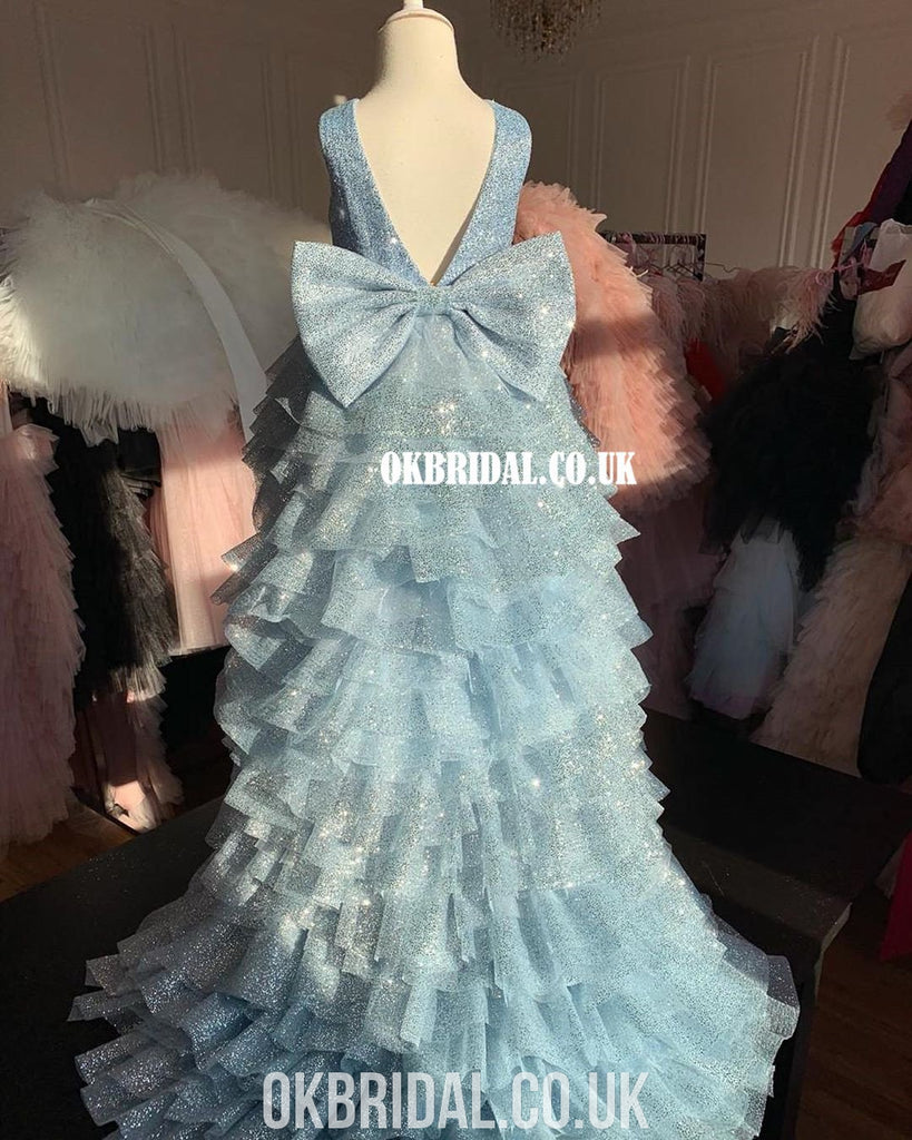 Elsa Inspired Sparkly Sequin High-low Flower Girl Dress, FC4933