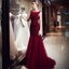 Red Sparkly Beaded Mermaid Sleeveless Tulle Sequin Backless Prom Dresses, FC1780