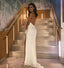 White Halter Jersey Prom Dresses, Backless Slit Mermaid Sexy Prom Dresses, KX1222