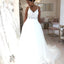 Spaghetti Straps Lace Top Organza Wedding Dresses, Tulle A-Line V-Neck Wedding Dresses, FC676